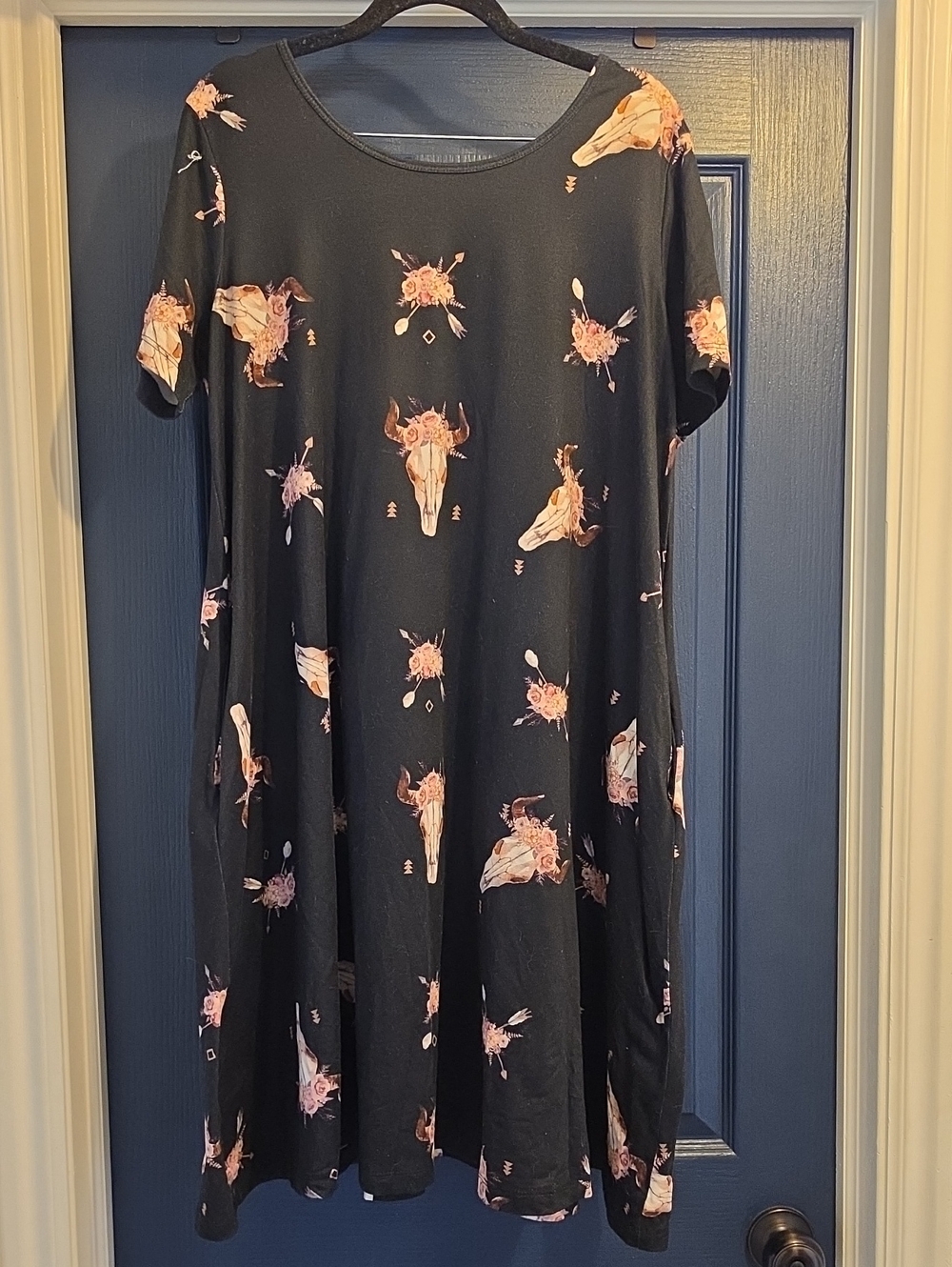 Black Floral & Skull Midi Dress - Unknown Brand